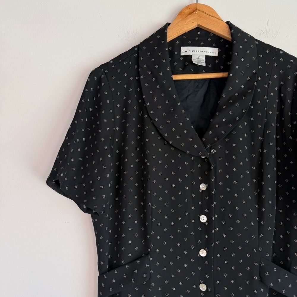 Vtg David Warren NY Button Front Maxi Shirt Dress Sz 12 Geometric Print 90s - Picture 4 of 11